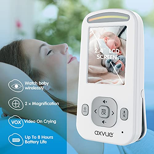 Video Baby Monitor, Slim Handheld, Non-Slip Design, 2.4" Vertical Screen Monitor & Digital Camera, Range up to 1000ft, 12 Hour Battery Life, 2-Way Talk, Night Vision, Temperature Monitor, No WiFi.