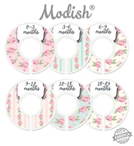 modish labels baby clothes size dividers, baby closet organizers, size dividers, baby closet organizers, closet dividers, clothes organizer, nursery décor, girl, flowers, shabby chic (baby)