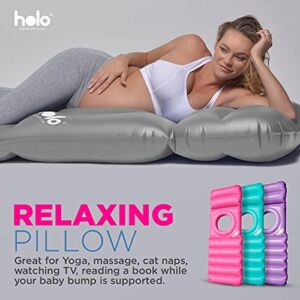 HOLO The Original Inflatable Pregnancy Pillow, Pregnancy Bed + Maternity Raft Float with a Hole to Lie on Your Stomach During Pregnancy, Safe for Land + Water, Silver