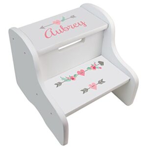 personalized girl tribal arrows white two step stool