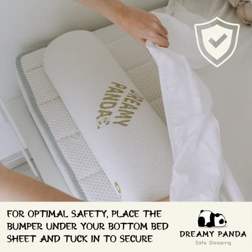 DREAMYPANDA Bed Bumpers for Toddlers — Bed Rail for Toddlers — Soft & Breathable Pillow with Bamboo Cover Plus Portable Travel Bag — White, Size XL