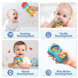 iPlay, iLearn 10pcs Baby Rattles Toys Set, Infant Grab N Shake Rattle, Sensory Teether, First Development Learning Music Toy, Newborn Birthday Gifts for 0 1 2 3 4 5 6 7 8 9 10 12 Month Babies Boy Girl