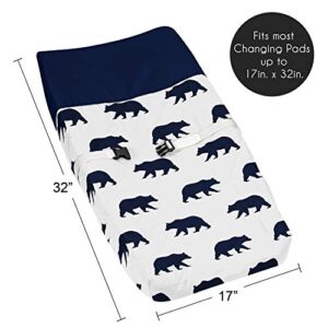 Navy Blue and White Changing Pad Cover for Big Bear Collection by Sweet Jojo Designs