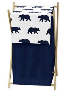 navy blue and white baby kid clothes laundry hamper for big bear collection by sweet jojo designs