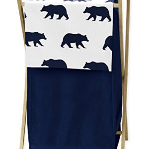 Navy Blue and White Baby Kid Clothes Laundry Hamper for Big Bear Collection by Sweet Jojo Designs