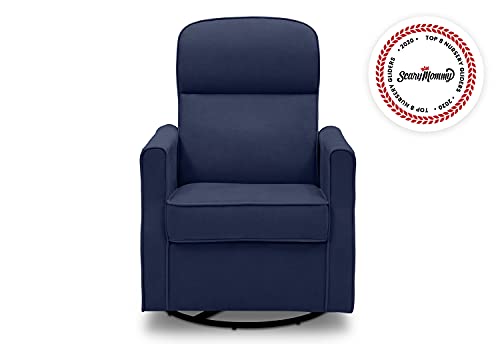 Delta Children Clair Slim Nursery Glider Swivel Rocker Chair, Navy