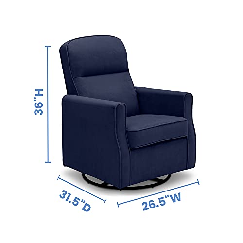 Delta Children Clair Slim Nursery Glider Swivel Rocker Chair, Navy