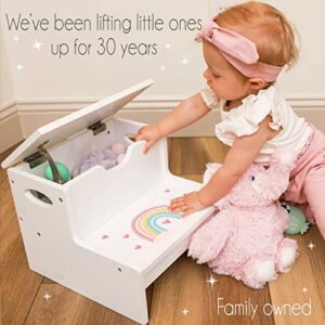 Personalized Mermaid Princess White Childrens Step Stool with Storage