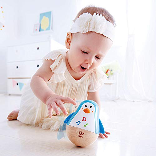 Hape Penguin Musical Wobbler | Colorful Wobbling Melody Penguin, Roly Poly Toy for Kids 6 Months+, Multicolor, 5'' x 2'' (E0331) , Blue