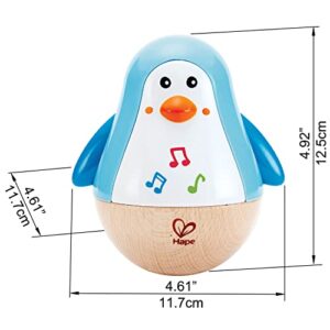 Hape Penguin Musical Wobbler | Colorful Wobbling Melody Penguin, Roly Poly Toy for Kids 6 Months+, Multicolor, 5'' x 2'' (E0331) , Blue