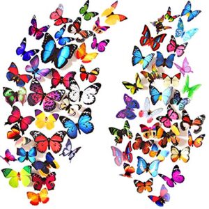 heansun 80 pcs 3d butterfly wall decor, 4 styles butterfly wall decals removable mural stickers butterfly decorations for home room bedroom nursery decor