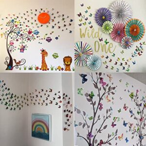 Heansun 80 PCS 3D Butterfly Wall Decor, 4 Styles Butterfly Wall Decals Removable Mural Stickers Butterfly Decorations for Home Room Bedroom Nursery Decor