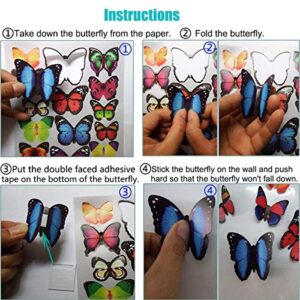 Heansun 80 PCS 3D Butterfly Wall Decor, 4 Styles Butterfly Wall Decals Removable Mural Stickers Butterfly Decorations for Home Room Bedroom Nursery Decor