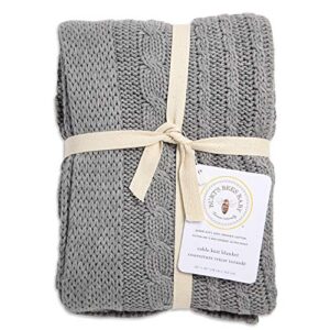 Burt's Bees Baby - Cable Knit Blanket, Baby Nursery & Stroller Blanket, 100% Organic Cotton, 30" x 40" (Heather Grey), 1 Count (Pack of 1)
