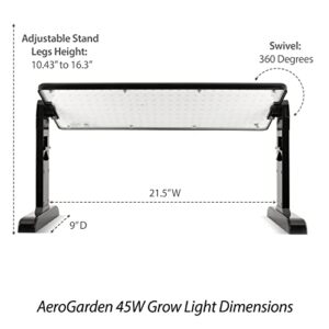 AeroGarden 45W LED Grow Light Panel - Grow Light for Plants, Includes Stand and Hanging Kit, Black