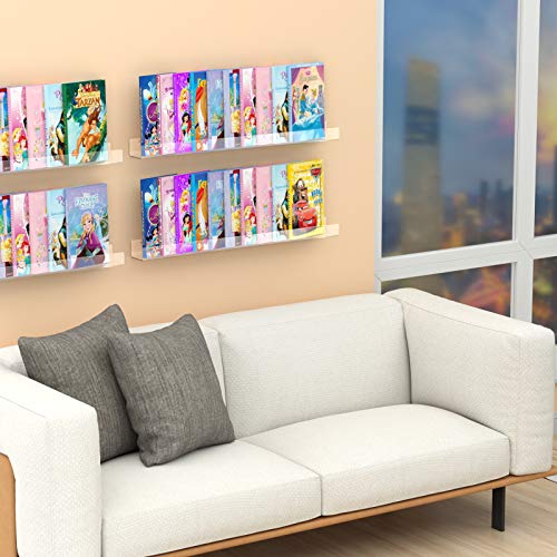 NIUBEE Kids Acrylic Floating Bookshelf 36 Inch,Clear Invisible Wall Bookshelves Ledge Book Shelf,50% Thicker with Free Screwdriver