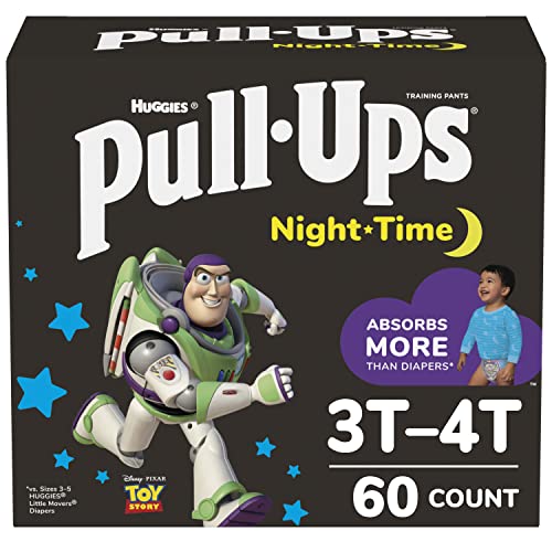 Pull-Ups Boys' Nighttime Potty Training Pants, Training Underwear, 3T-4T (32-40 lbs), 60 Ct