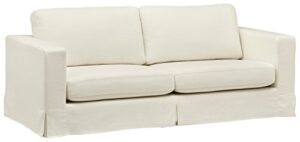 amazon brand – stone & beam bryant modern sofa couch with slipcover, 85.1"w, optic white