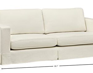 Amazon Brand – Stone & Beam Bryant Modern Sofa Couch with Slipcover, 85.1"W, Optic White