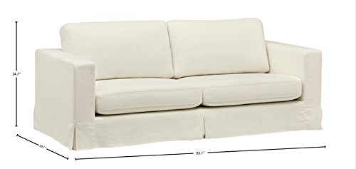 Amazon Brand – Stone & Beam Bryant Modern Sofa Couch with Slipcover, 85.1"W, Optic White