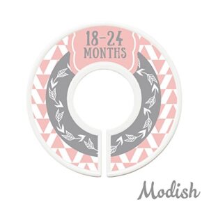 Modish Labels Baby Clothes Size Dividers, Baby Closet Organizers, Size Dividers, Baby Closet Organizers, Closet Dividers, Clothes Organizer, Girl, Woodland, Arrows, Tribal, Pink, Grey, Gray (Baby)