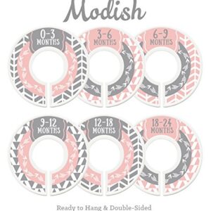 Modish Labels Baby Clothes Size Dividers, Baby Closet Organizers, Size Dividers, Baby Closet Organizers, Closet Dividers, Clothes Organizer, Girl, Woodland, Arrows, Tribal, Pink, Grey, Gray (Baby)