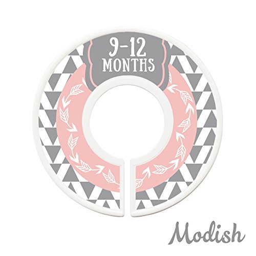 Modish Labels Baby Clothes Size Dividers, Baby Closet Organizers, Size Dividers, Baby Closet Organizers, Closet Dividers, Clothes Organizer, Girl, Woodland, Arrows, Tribal, Pink, Grey, Gray (Baby)