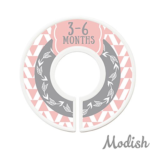 Modish Labels Baby Clothes Size Dividers, Baby Closet Organizers, Size Dividers, Baby Closet Organizers, Closet Dividers, Clothes Organizer, Girl, Woodland, Arrows, Tribal, Pink, Grey, Gray (Baby)