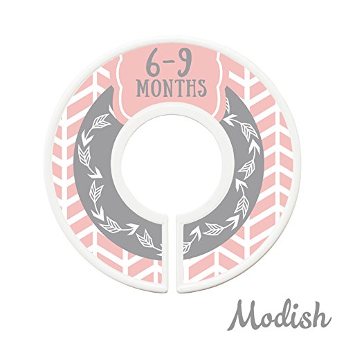 Modish Labels Baby Clothes Size Dividers, Baby Closet Organizers, Size Dividers, Baby Closet Organizers, Closet Dividers, Clothes Organizer, Girl, Woodland, Arrows, Tribal, Pink, Grey, Gray (Baby)