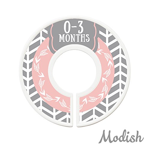 Modish Labels Baby Clothes Size Dividers, Baby Closet Organizers, Size Dividers, Baby Closet Organizers, Closet Dividers, Clothes Organizer, Girl, Woodland, Arrows, Tribal, Pink, Grey, Gray (Baby)