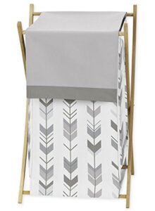 grey and white baby kid clothes laundry hamper for woodland arrow collection by sweet jojo designs