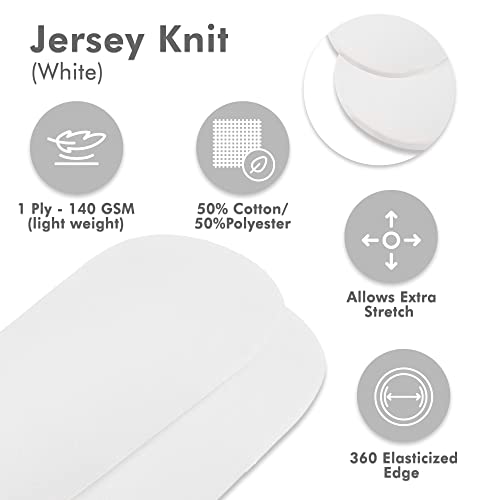 Jersey Knit Bassinet Sheet Set, Suitable for Cradles and Moses Baskets, Fitted Stretch, Fits Most Mattresses and Pads, Soft Material, for Boys and Girls, 30" x 16" x 2", White, 2 Pack