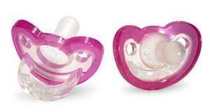 razbaby jollypop baby pacifier newborn, 0-3m, pink, pack of 2