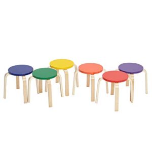 ecr4kids bentwood stackable stools, classroom furniture, assorted, 6-piece