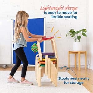 ECR4Kids Bentwood Stackable Stools, Classroom Furniture, Assorted, 6-Piece