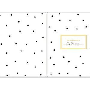 Pearhead First 5 Years Baby Memory Book, Gender-Neutral Baby Keepsake for New and Expecting Parents, Pregnancy And Milestone Journal, 50 Fill In Pages, Black and Gold Polka Dot