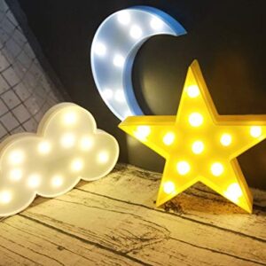 Wanxing Decorative LED Crescent Moon Cloud and Star Night Lights Lamps Marquee Signs Letters for Baby Nursery Decorations Gifts for Children (Moon Cloud and Star)