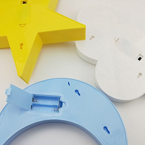 Wanxing Decorative LED Crescent Moon Cloud and Star Night Lights Lamps Marquee Signs Letters for Baby Nursery Decorations Gifts for Children (Moon Cloud and Star)