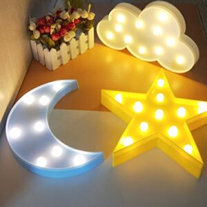 Wanxing Decorative LED Crescent Moon Cloud and Star Night Lights Lamps Marquee Signs Letters for Baby Nursery Decorations Gifts for Children (Moon Cloud and Star)