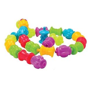 constructive playthings pop beads, stem, developmental, sensory toys for toddlers 1-3, assorted shapes and colors, motor skills, teacher supplies for classroom and preschool, 24 snap beads, multicolor