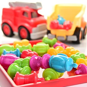 Constructive Playthings Pop Beads, STEM, Developmental, Sensory Toys for Toddlers 1-3, Assorted Shapes and Colors, Motor Skills, Teacher Supplies for Classroom and Preschool, 24 Snap Beads, Multicolor