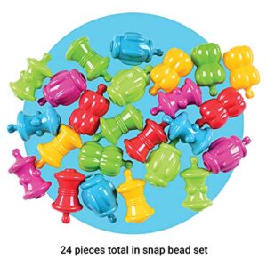 Constructive Playthings Pop Beads, STEM, Developmental, Sensory Toys for Toddlers 1-3, Assorted Shapes and Colors, Motor Skills, Teacher Supplies for Classroom and Preschool, 24 Snap Beads, Multicolor