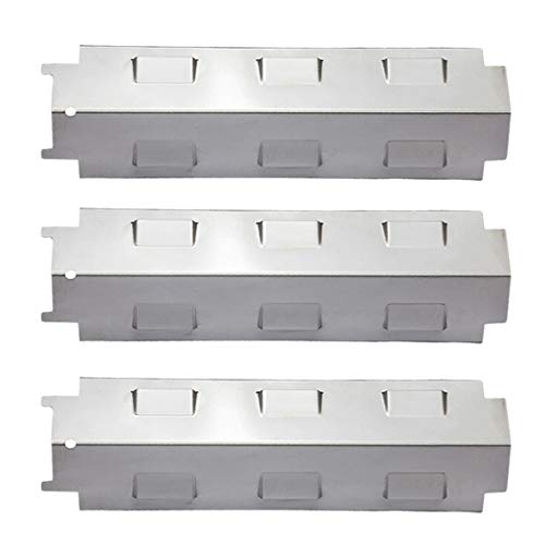 YIHAM KS734 Gas Grill Stainless Steel Heat Plate Shield Tent, Burner Cover Flame Tamer, BBQ Replacement Parts for Charbroil 463650414, Master Forge GD4215S, Brinkmann, Kenmore, 14 5/8 inch, Set of 3