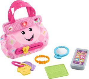 fisher-price smart purse learning toy with lights music and smart stages educational content for babies and toddlers, pink​