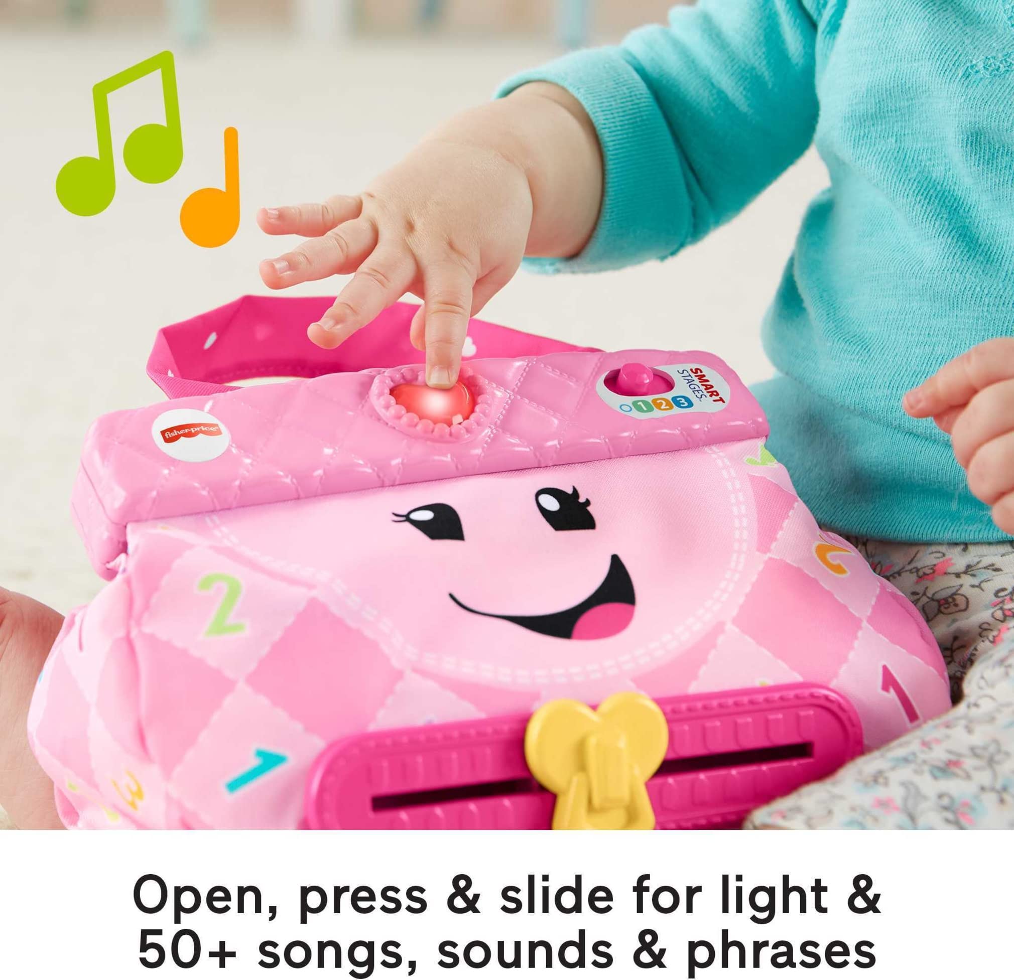 Fisher-Price Smart Purse Learning Toy with Lights Music and Smart Stages Educational Content for Babies and Toddlers, Pink​