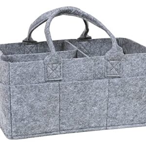 Sammy & Lou Collapsible Light Gray Felt Storage Caddy, Divided Design To Keep Diapers, Wipes And Changing Items Organized, Two Handles, 12 in x 6 in x 8 in