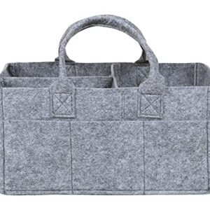 Sammy & Lou Collapsible Light Gray Felt Storage Caddy, Divided Design To Keep Diapers, Wipes And Changing Items Organized, Two Handles, 12 in x 6 in x 8 in