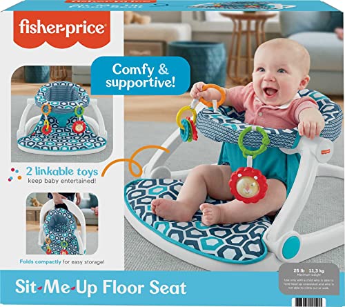 Fisher-Price Portable Baby Chair, Sit-Me-Up Floor Seat with 2 Removable Toys & Washable Seat Pad, Honeycomb [Amazon Exclusive]