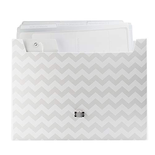 Pearhead Baby Document Organizer, Briefcase File Keeper to Store Baby's Records, Makes Great Gift for New Parents or Addition to Baby Shower Registry, Gray Chevron