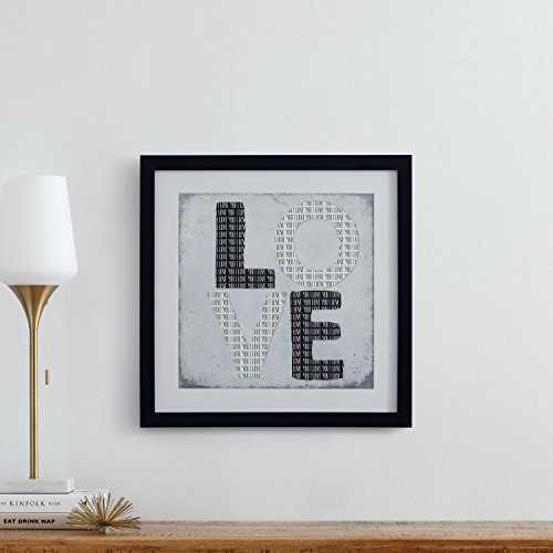 Amazon Brand – Stone & Beam Modern Black and White LOVE Word Art, Black Frame, 22" x 22"